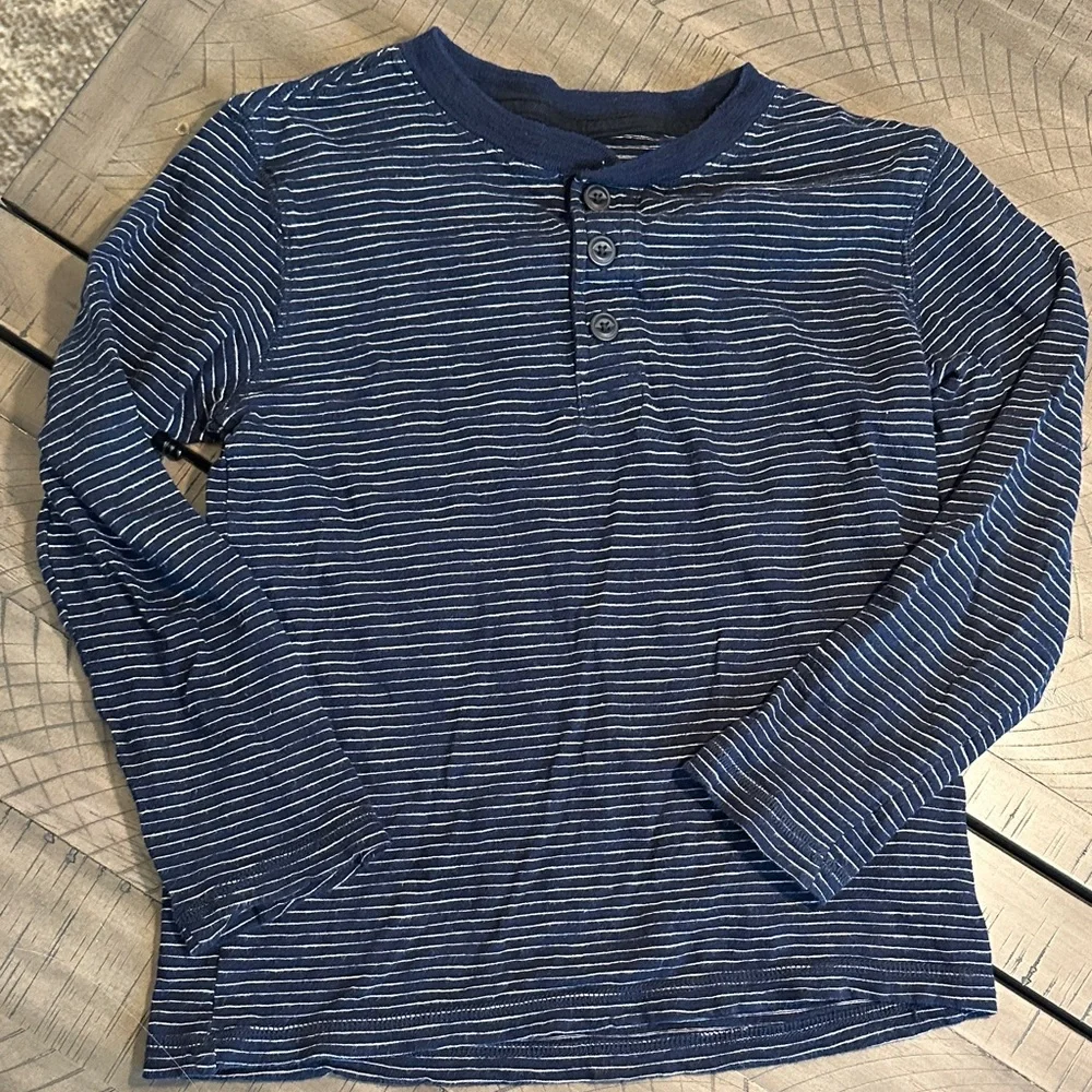 Old Navy Navy & Blue Boys Long Sleeve Hoodie and Striped Henley Set